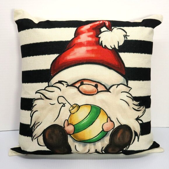 Set of 2 Throw Pillow Covers- Elf/Gnome & Red Truck 17.5" x 17.5" Linen - Picture 3 of 3